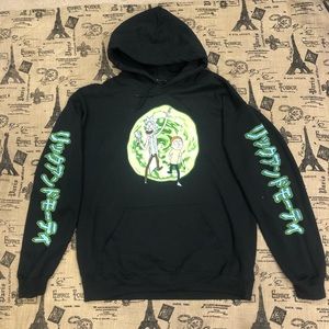 rick and morty | Sweaters | Rick And Mortynwt Other Dimension Portal Black  Hoodie Sz Sml | Poshmark